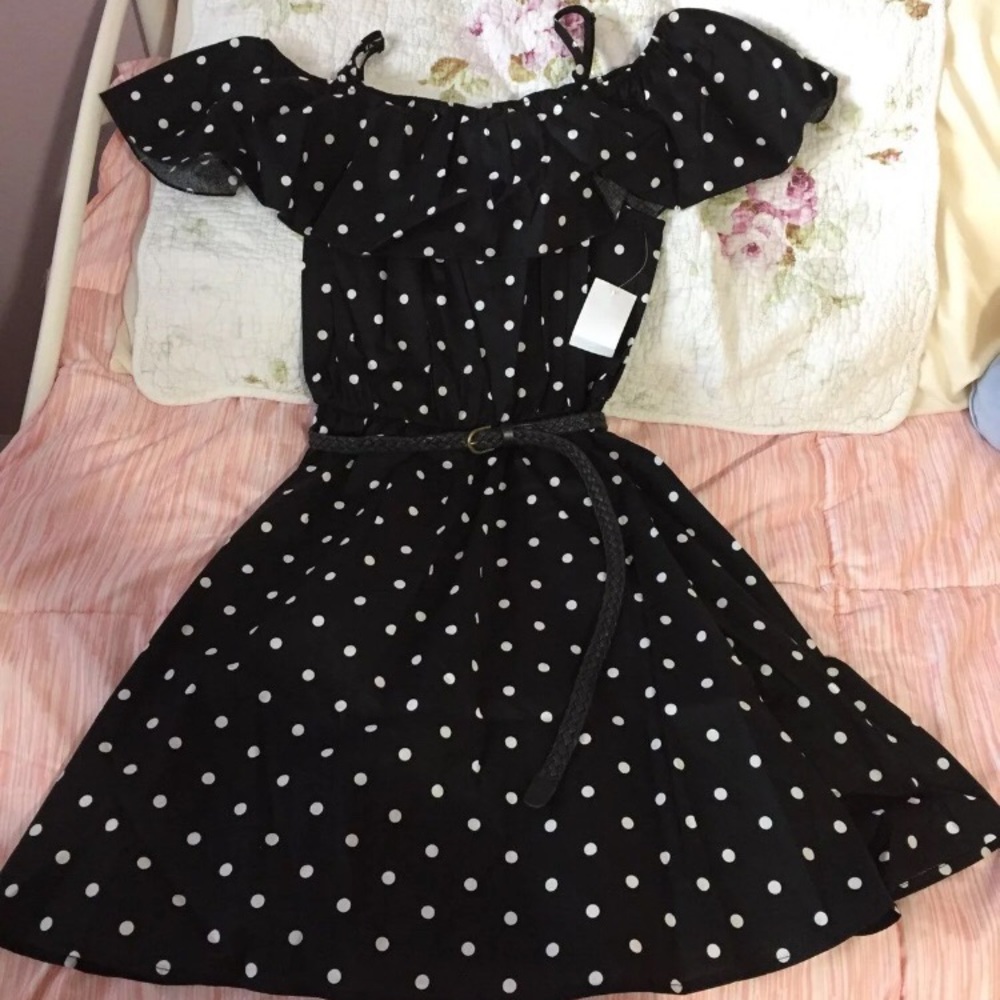 Black & white, Large, polka dot dress
